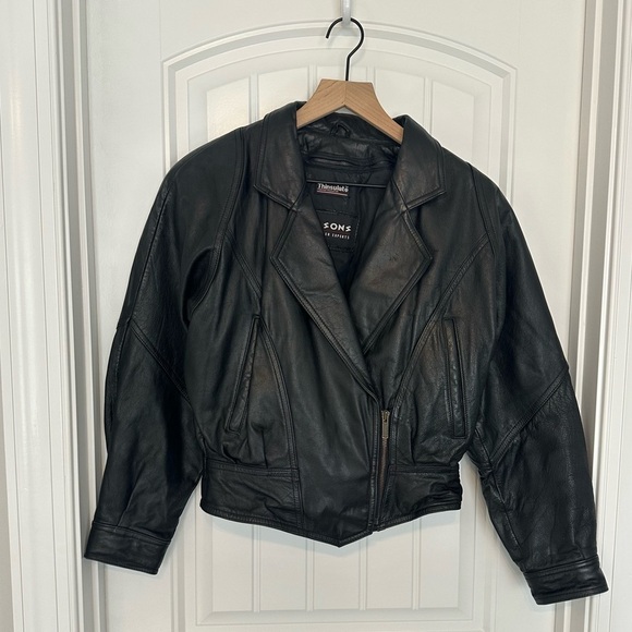 Vintage Wilson’s Leather Jacket 80s Fitted Bomber Black Size Extra Small - Picture 4 of 10